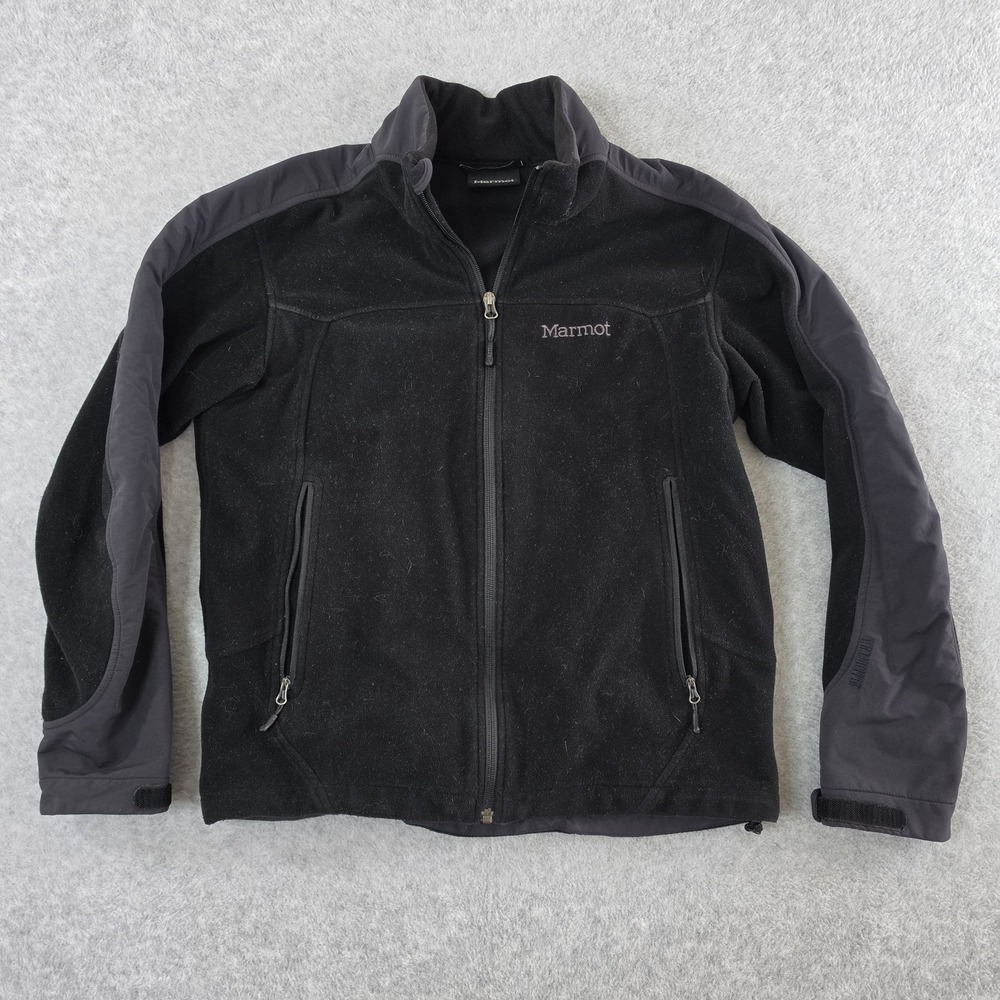 Marmot Jacket Mens Small Black Gore‎ Windstopper Fleece Full Zip Hiking Outdoor